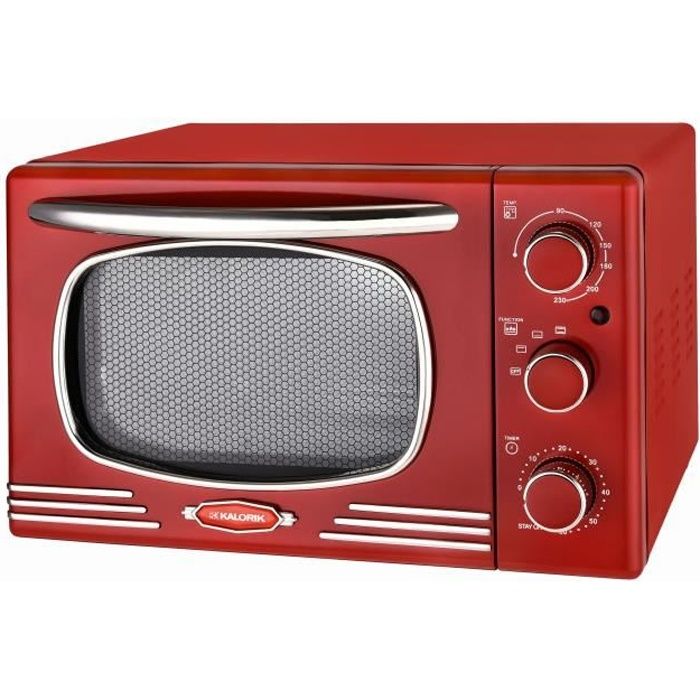 TKG OT 2500 R - Mini-four vintage - 19,5L - 1300W - Chauffe en voûte, sole ou combinée - 90-230°C - Rouge