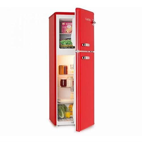 Klarstein Audrey Retro Red - Combiné réfrigérateur-congélateur Réfrigérateur 97 L Congélateur 39 L Puissance frigorifique réglable