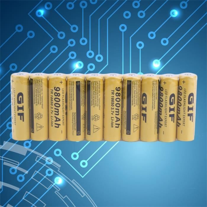10 pcs 18650 Batterie Rechargeable Cellule 3.7 V 9800 MAH Batterie De Remplacement pour torche