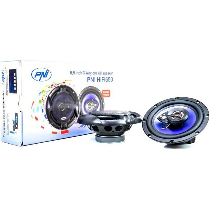 Haut-parleur coaxial PNI HiFi650, 120 W, 16,5 cm, 3 voies, lot de 2
