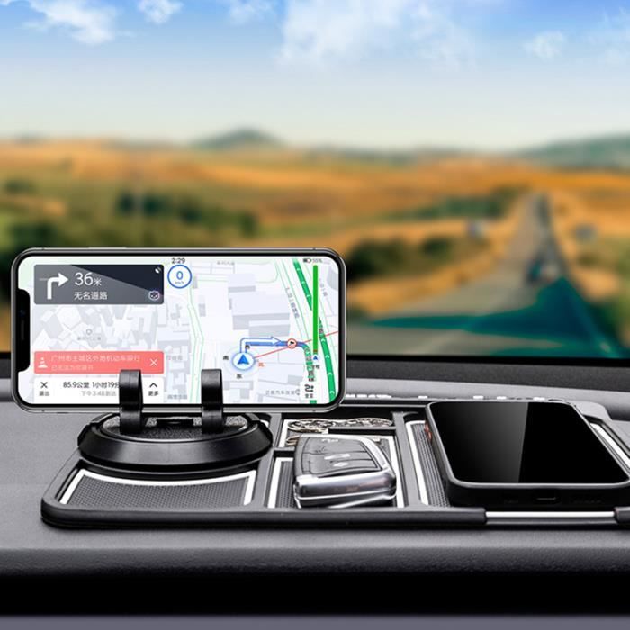 B -Tapis antidérapant de tableau de bord flexible 4 en 1 pour voiture, avec support de téléphone, numéro de contact et aromathérapie