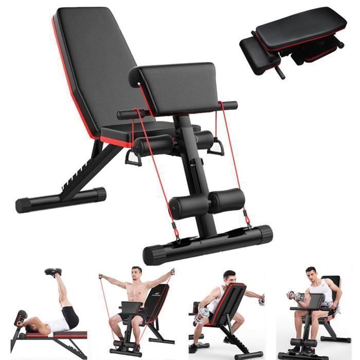 SINBIDE® Banc de Musculation Multifonction Mixte, abdominaux d'entraînement dossier dorsaux, Réglable Pliable Inclinable