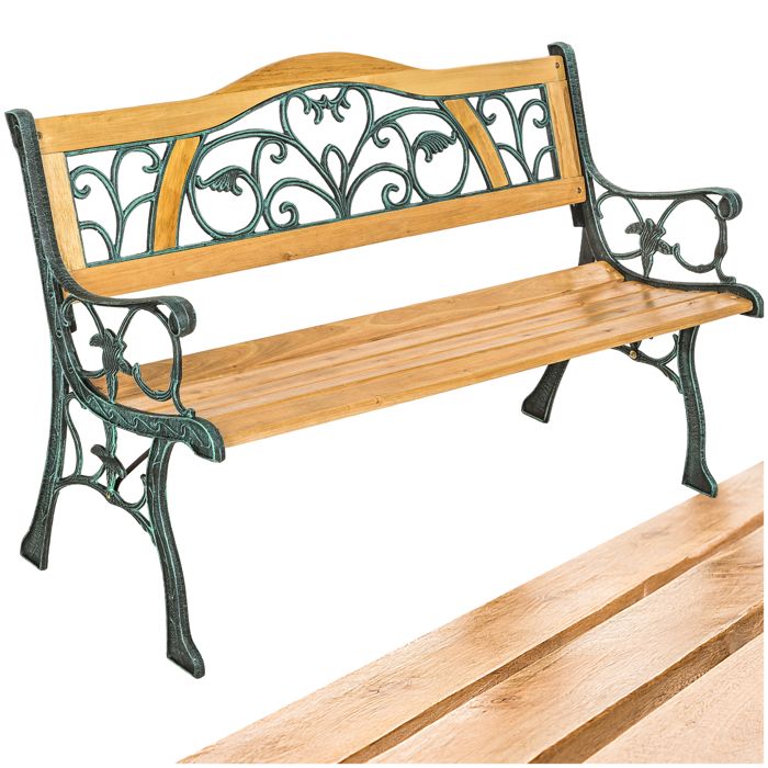 TECTAKE Banc de Jardin en Bois et Fonte 124 cm