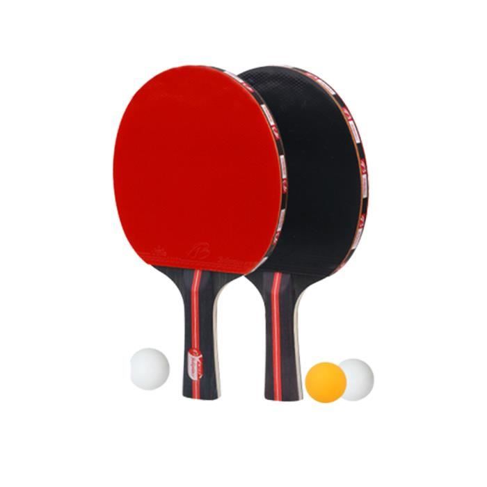 1 jeu de raquettes de tennis de table balles de ping-pong double face face en caoutchouc pour débutant formation raquette de