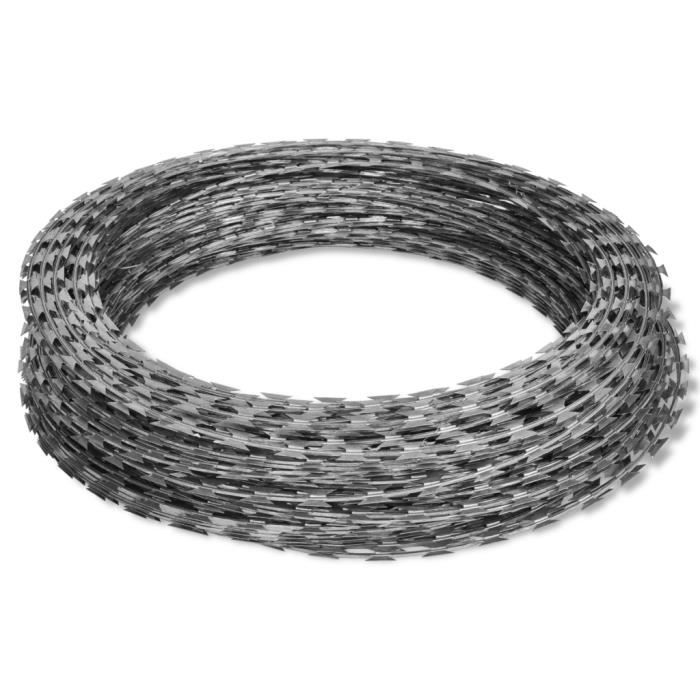 Fil barbelé 60 m haute qualité en acier galvanisé étanche et résistant aux intempéries Protection pour jardin terrasse