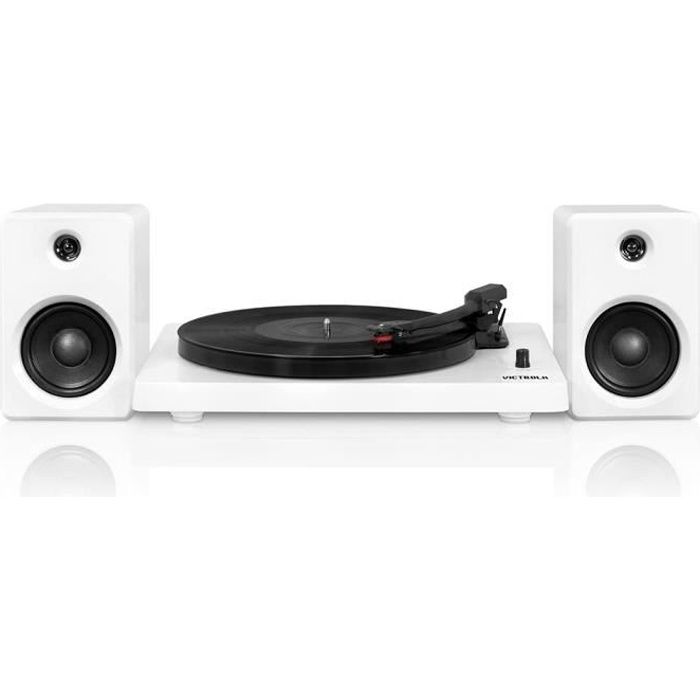 Platine Vinyle Moderne Victrola a 3 vitesses ITUT-420-MWT Bluetooth avec Haut-parleurs 50W Blanc