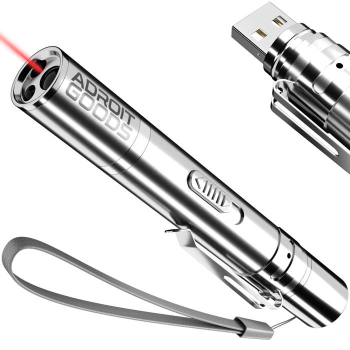 Comparer les prix de AdroitGoods Stylo laser pour chat - rechargeable par USB - avec lanière - jouet pour chat - 7 étapes différentes