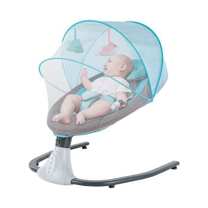 Berceau Électrique pour Bébé - Chaise à Bascule Pliable avec Minuterie Musicale Télécommande BERCEAU - SUPPORT BERCEAU (Bleu)