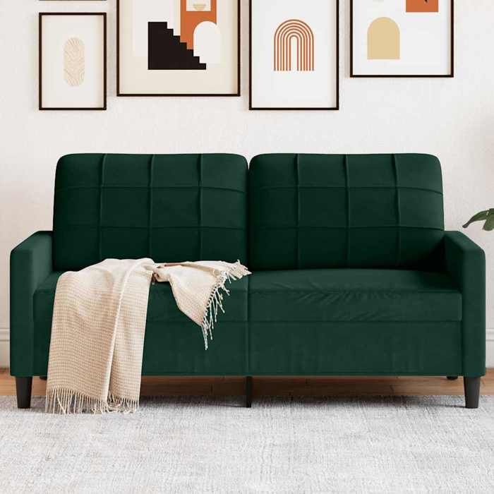 vidaXL Canapé à 2 places Vert foncé 140 cm Velours 4007626
