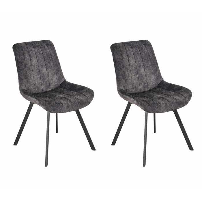 Lot 2 chaises velours gris anthracite rembourré pieds métal - NANY 2 Meubletmoi Lot 2 chaises velours gris anthracite rembourré pieds métal - NANY 2 Meubletmoi
