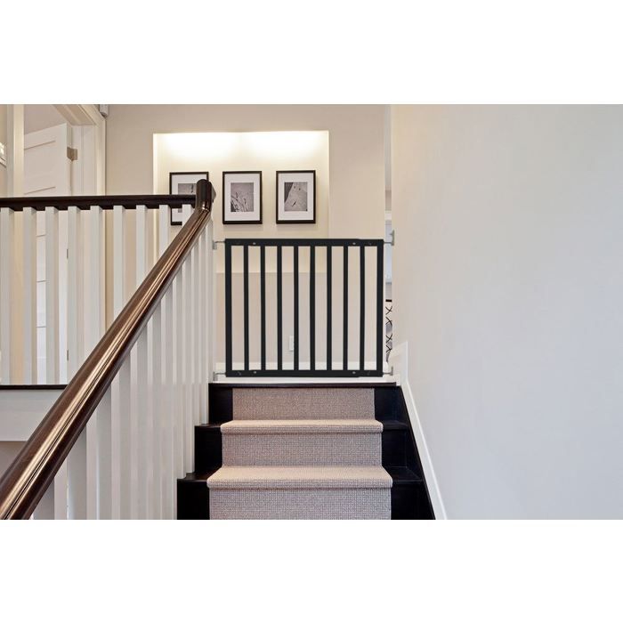 Meilleurs prix pour Safetots Barrière pour Haut d'Escaliers en Bois, Barrière de Sécurité à Fixation par Vis, 63,5cm – 105,5cm, Couleur Noir