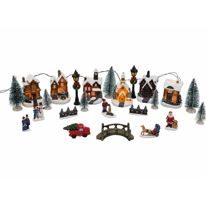Village de Noël lumineux à piles 25 pièces Village de Noël lumineux à piles 25 pièces