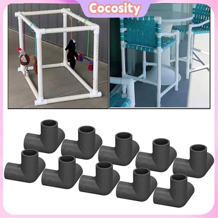 Cocosity Raccords de tuyauterie à 3 voies 10 pièces 3 voies raccords de tuyauterie en plastique PVC raccord en table flasque Noir