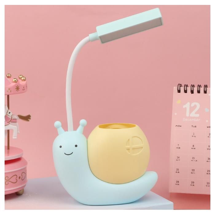Jolie veilleuse LED enfants Lampe de bureau mignonne en forme descargots mignons Accessoires bureau kawaii Col de cygne flexible