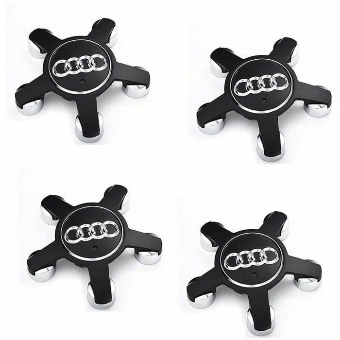 Jeu De 4 Caches-Moyeux 4f0601165 N Roue Emblme Pour Enjoliveurs De 135 Mm Pour Audi Noir Label