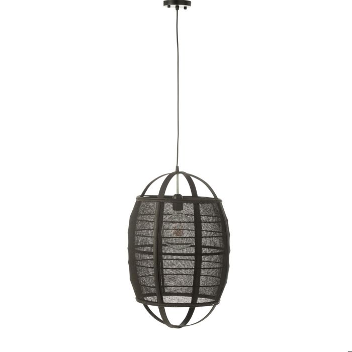 Suspension luminaire en lin et bambou Noir Mat 43x43x66 cm Suspension luminaire en lin et bambou Noir Mat 43x43x66 cm
