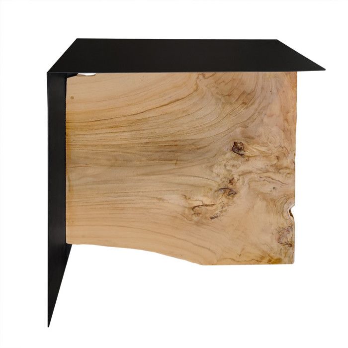 Petite table basse en métal noir mat et bois de teck massif - ONTARI Meubletmoi Petite table basse en métal noir mat et bois de teck massif - ONTARI Meubletmoi