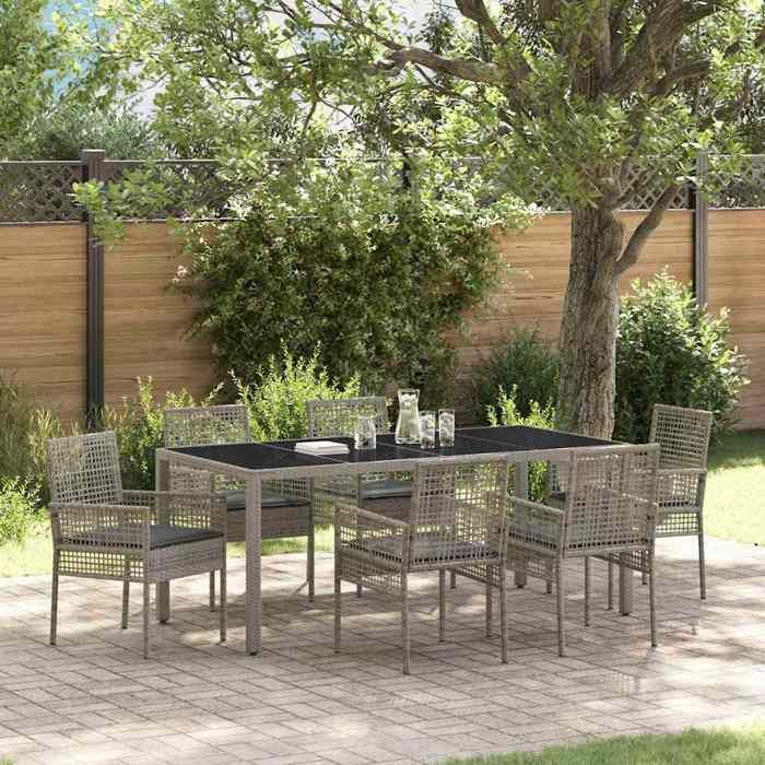 vidaXL Ensemble de salle à manger de jardin 7 pièces - vue 5