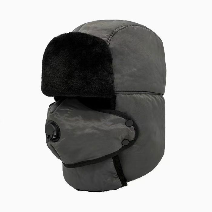 Chapka Bonnet de Moto Vélo Femme Homme Chapka avec Masque Cache-Oreilles pour Ski Snowboard Patinage - Gris 56-60cm MZ09311