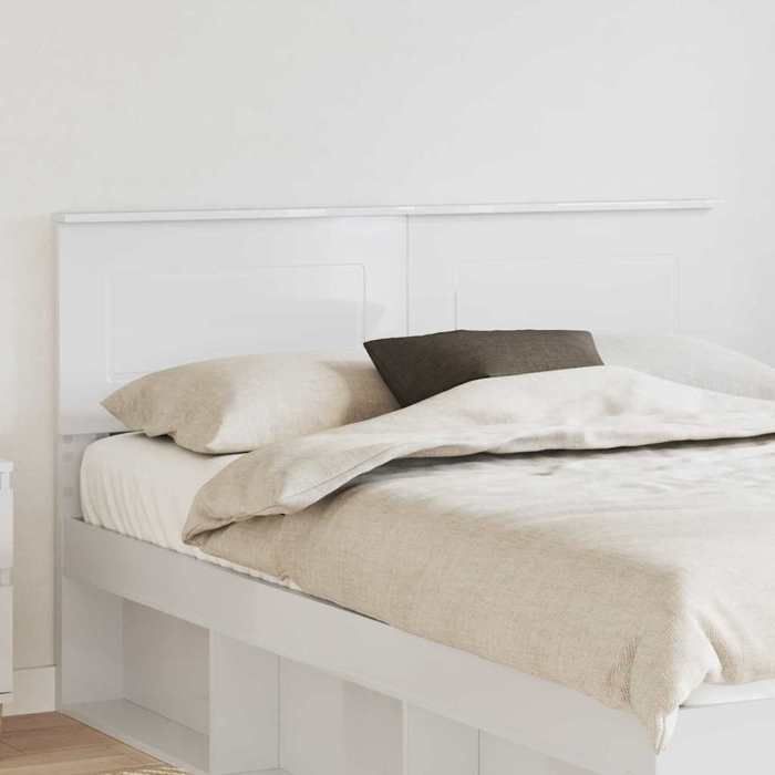 Moderne Tête de lit - Panneau avec Rangement pour chambre Blanc Brillant 140 cm Bois dingénierie@FR(932494）