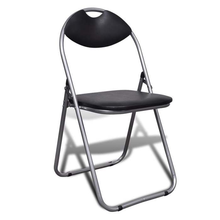 Les Soldes Chaises à manger pliables 6 pcs - CLOUD - charge maximale (par siège) : 110 kg - noir similicuir et acier J1151