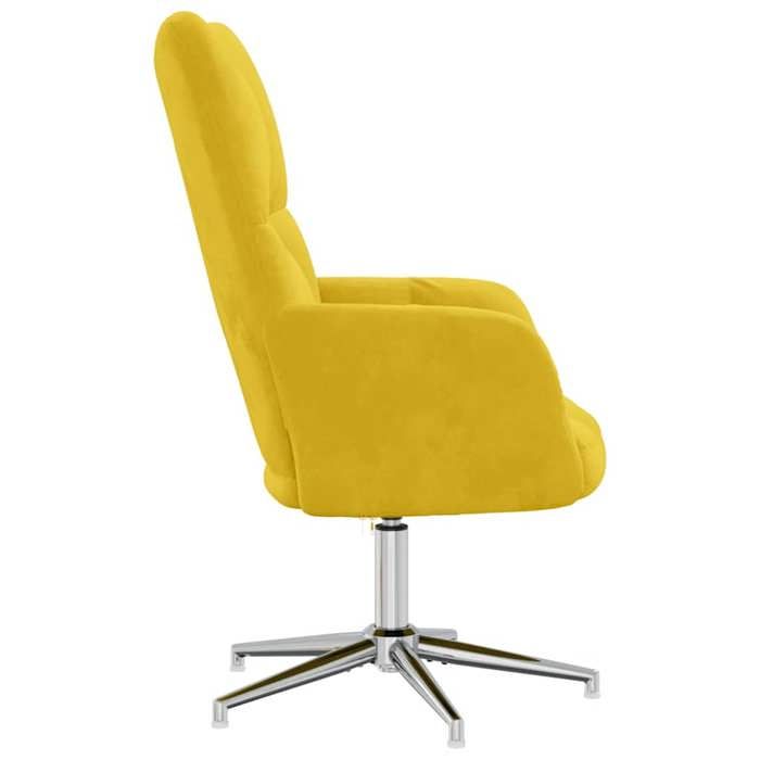 Fauteuil de relaxation en velours - MEUBLECHIC - Jaune moutarde - 62x68x91 cm - Pivotement à 360° - Mousse rembourrée