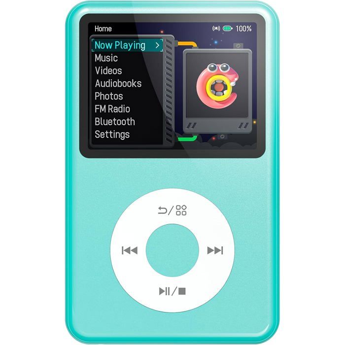 128Go Lecteur MP3 avec Bluetooth Lecteur Audio Numérique Vidéo Y1 pour Enfants avec Livre Audio et Radio FM Style Intemporel Bleu
