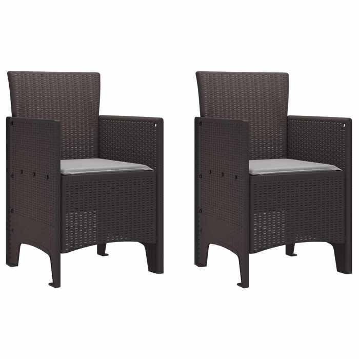 Chaises ergonomique - Magnifique Chaise moderne de jardin et terrasse 2 pcs Marron 53x49x85cm Polypropylène 53x49x85cm 9531