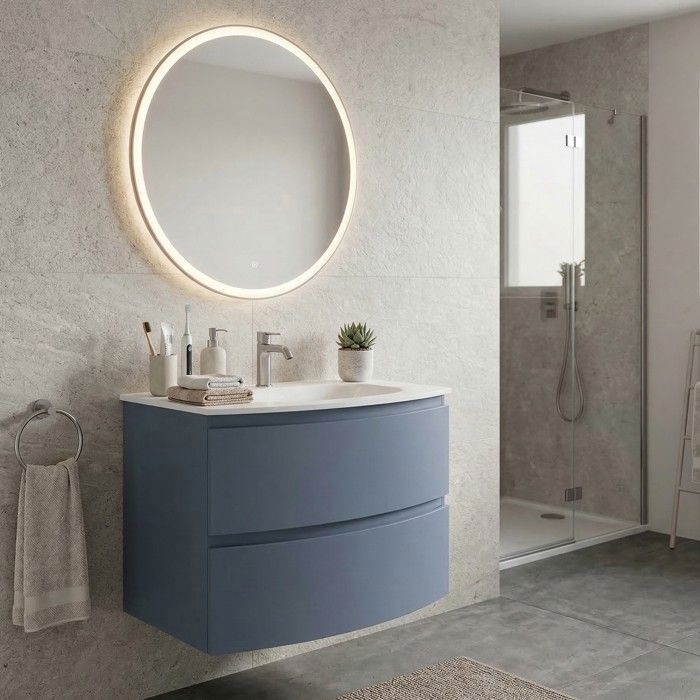 ARMONIA Meuble vasque encastrée L. 70 cm bleu-mer 2 tiroirs (sans colonne murale) ARMONIA Meuble vasque encastrée L. 70 cm bleu-mer 2 tiroirs (sans colonne murale)