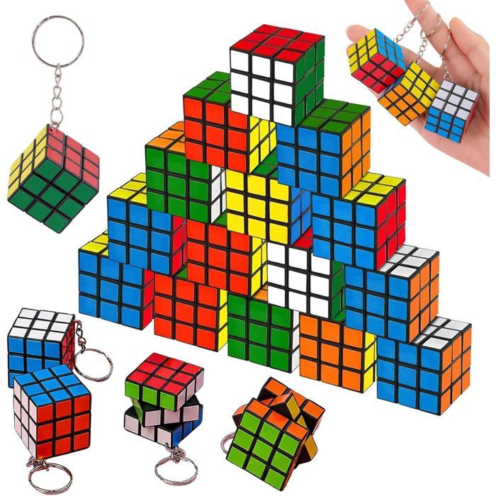 20x Mini Cube Puzzle Porte-Clés (3cm) - Cadeaux Anniversaire Enfants & Calendrier Avent - Jouet Éducatif Anti Stress pour Garçon Fil