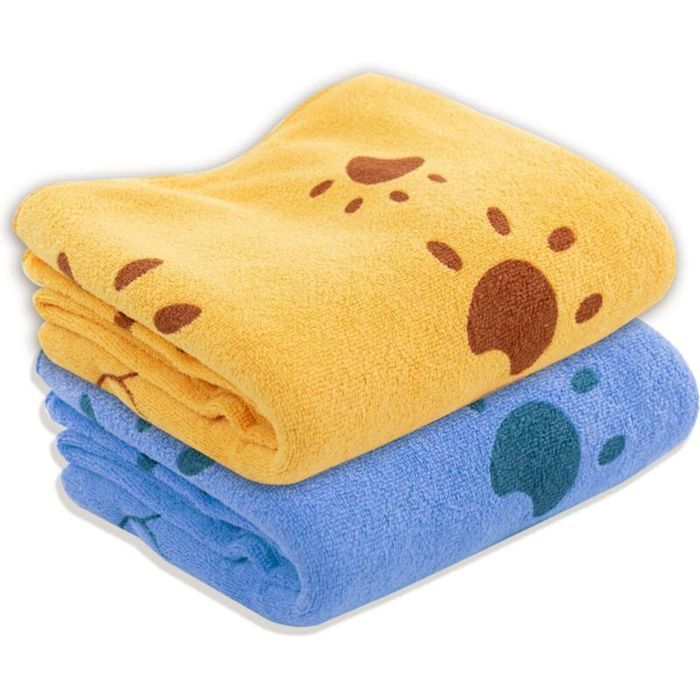 Serviettes microfibre pour chiens lot 2 orange/bleu 140x71 cm lavables accessoire toilettage