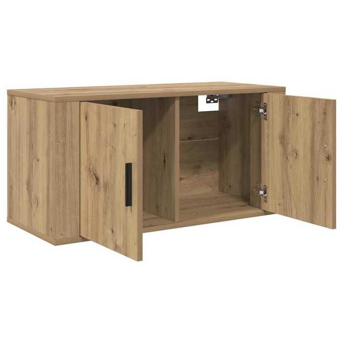 Meuble TV mural - vidaXL - élément mural TV - bois dingénierie - chêne artisanal - 80 x 34 5 x 40 cm - 2 portes à charnières{vfi71l