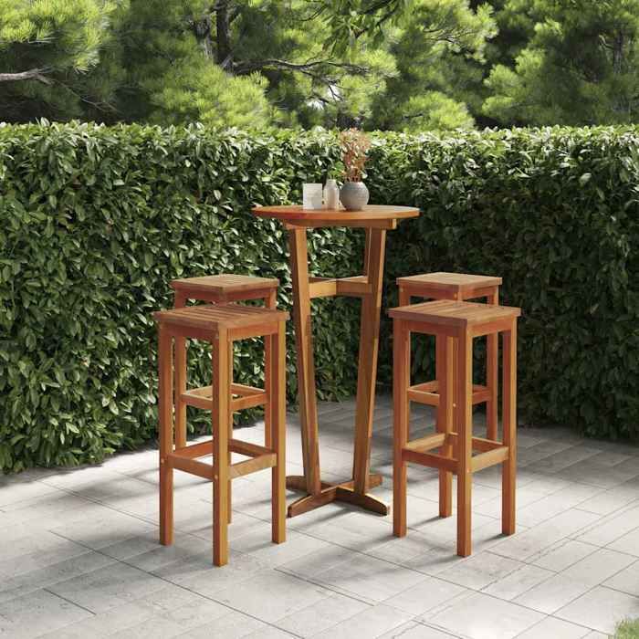 BONNEVIE - 2parcel - Tabourets de bar lot de 4 bois massif dacacia - Chaises de jardin(Anti UV) kzy49h28