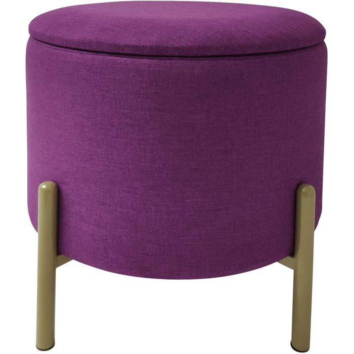 Pouf LoganAvec Espace De RangementCouvercle AmovibleCoffre De Rangement RondAvec Pieds En BoisConvient Pour La Chambre [CA56]