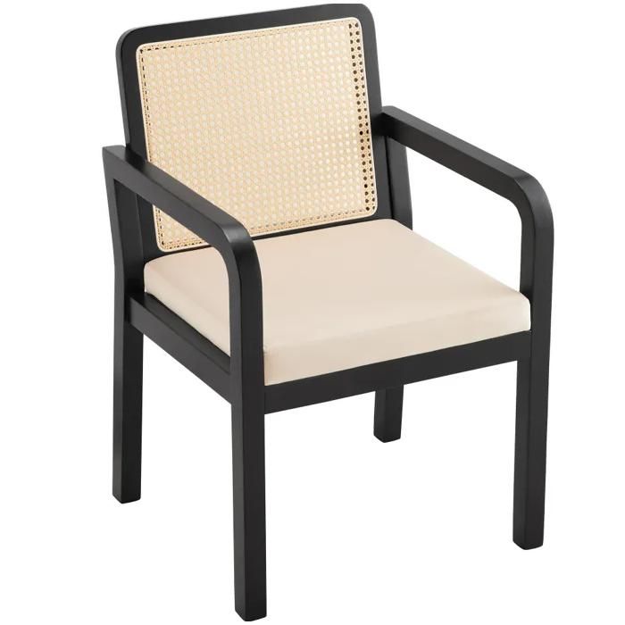 Chaise salle à manger velours lot de 2 fauteuil maquillage ergonomique dossier rotin pieds bois design luxe chaise de cuisine