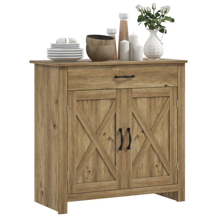 Buffet de cuisine - Meuble de rangement style campagne - 2 portes - Un tiroir - 80 x 39 7 x 80 cm - Finition bois - ZENLINKJH
