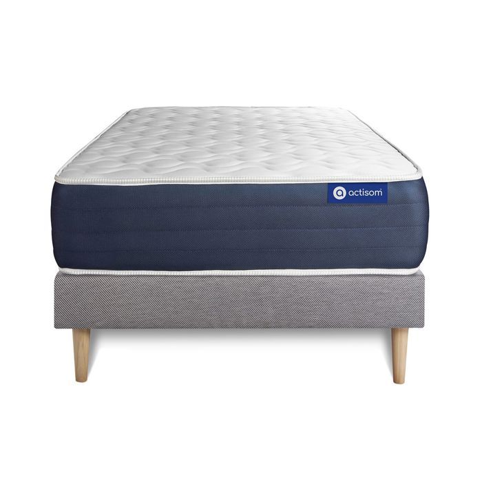 Ensemble Matelas Sommier 80x200 cm - Sommier Gris (en kit) - Actilatex Sleep