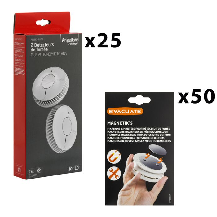 Détecteurs De Fumée AngelEye NF - Lot De 2, Piles 10 Ans, Optique, Fonction Test Silencieux
