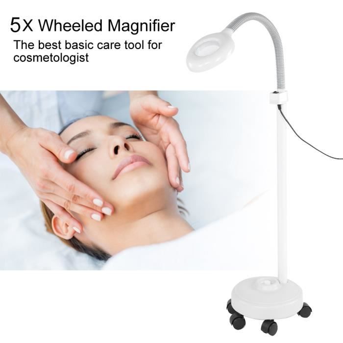 Beltom® Lampe Loupe 5 Dioptries Avec Pied à 4 Roulettes - Éclairage Esthétique Professionnel