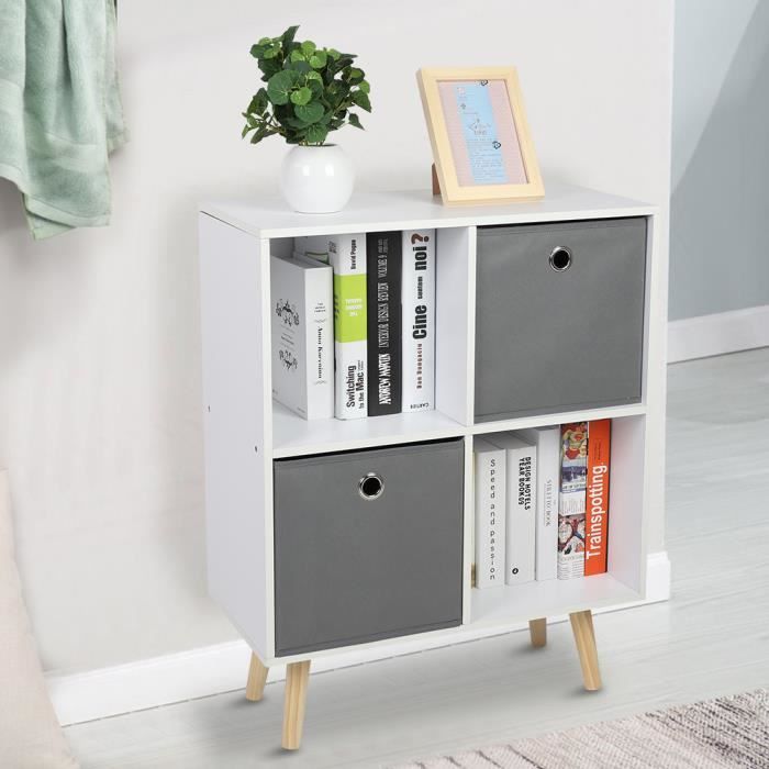 Meuble De Rangement 9 Cubes HOMCOM - Bibliothèque / étagère Modulable - Blanc - Montage Requis