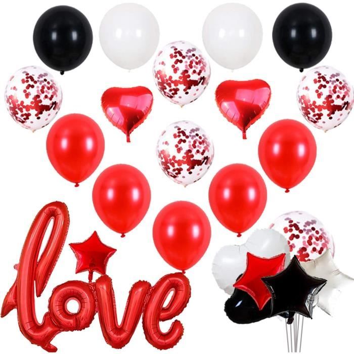 Kit Décoration Ballons Saint Valentin Confettis Pétales Artificiels Ballon  Baudruche Aluminium Ours et Coeur I Love You Ballon[1055]
