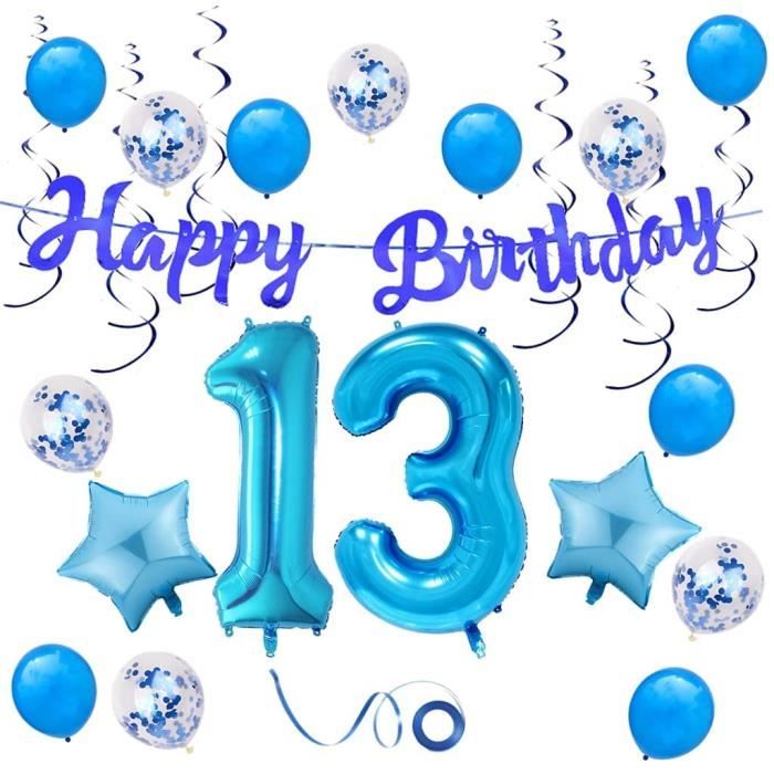 Decoration D Anniversaire 13 Ans Bleu 13 Ans Pour Fille Et Garcon Ballons Gonflables Pour 13e Anniversaire Decoration De Fete 807 Cdiscount Maison