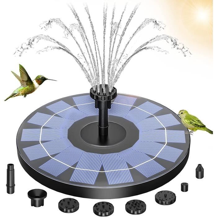 Fontaine Solaire 2W Pour Bassin à Oiseaux Ou Décoration Jardin - Débit 160L/h, Hauteur Jet 60 Cm