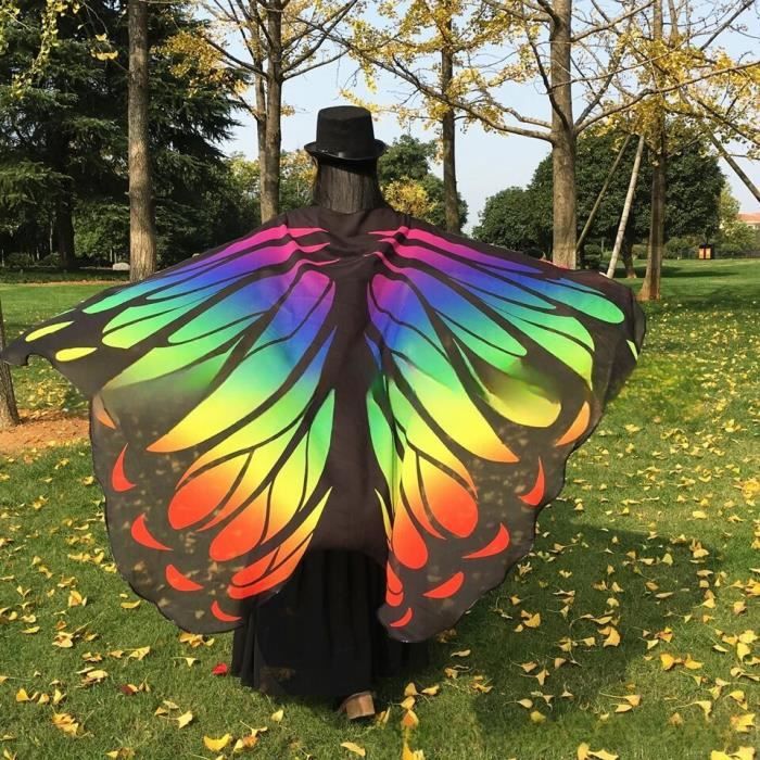 Papillon arc-en-ciel - 180x145cm - Cape papillon papillon pour femme ...