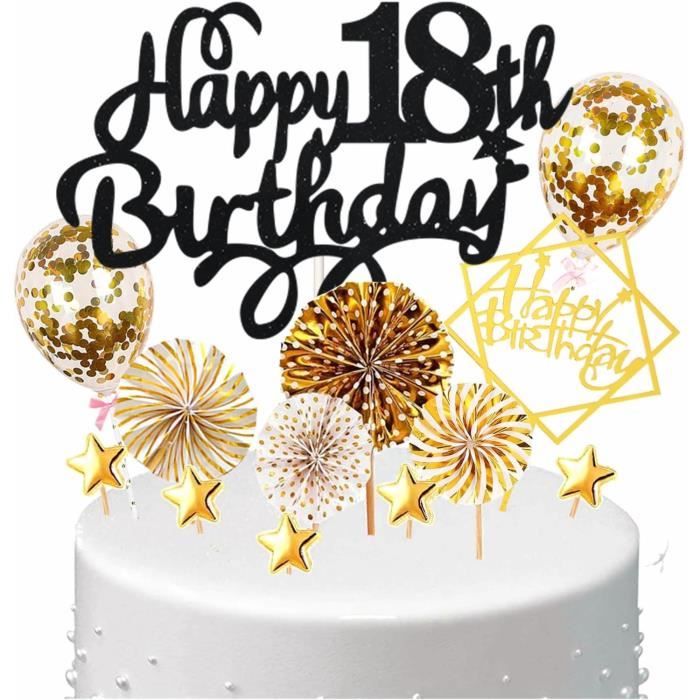 Jxuzh – Déco Gâteau 18e Anniversaire Bleu – Set Complet Avec étoiles, Fleurs, Ballon