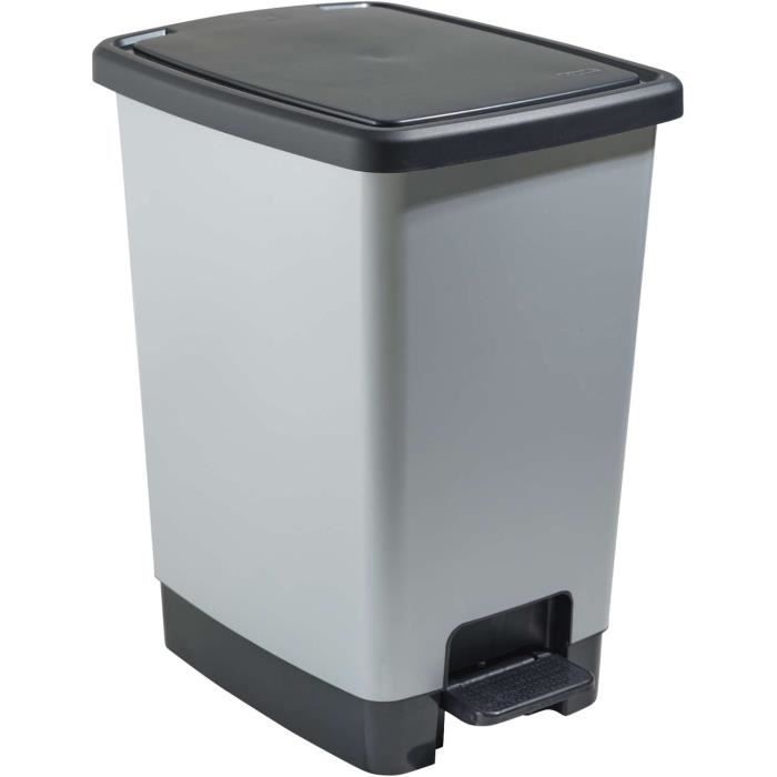 KIS Poubelle à Pédale 25L Aspect Métal - Joint Anti-Odeur - Fabrication Italie