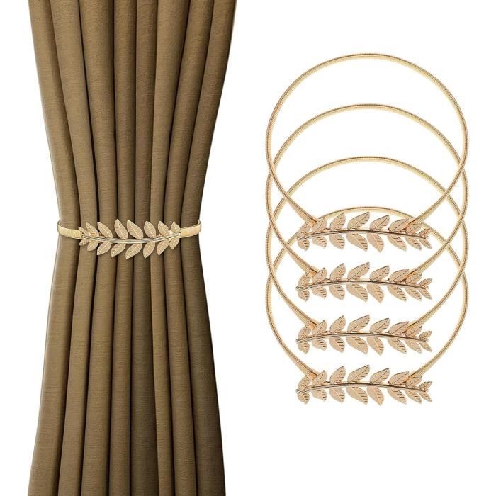 Lot De 4 Embrasses De Rideaux En Cuir Synthétique Classiques Sans Perçage - Noir