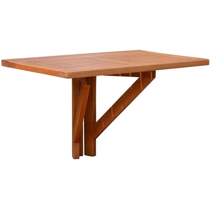 table de jardin - spetebo - table de balcon pliable en bois d'eucalyptus - marron - naturel - 2 personnes