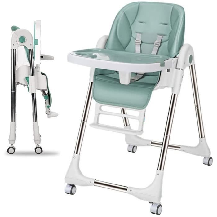 Lbla Chaise Haute Bebe Chaise Bebe Avec Roulettes Reglable Et Pliable Dossier Enfant Inclinable En 5 Positions Adapte Aux Garcons Vert Achat Vente Chaise Tabouret Bebe Cdiscount