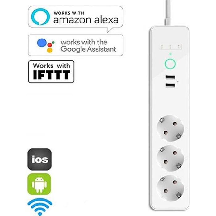EU]Prise Connectée Wifi Multiprise Intelligente Alexa/Google Home